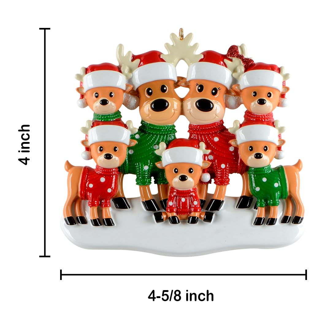 Sweater Reindeer Family Christmas Ornaments 2026, Personalized Deer Family of 7 Ornament, Cute Reindeer Holiday Decoration, Custom Christmas Keepsake Gift for Group Celebration and Holiday Memories