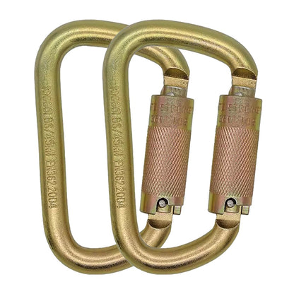 Heavy Duty Carabiner Clip Auto-Locking Climbing Carabiner 45KN=10000IBS Twist Lock Carabiner for Outdoor Climbing, Mountaineering, Rappelling, Camping, Hiking, Swing (CE Rated,D Shape),Gold