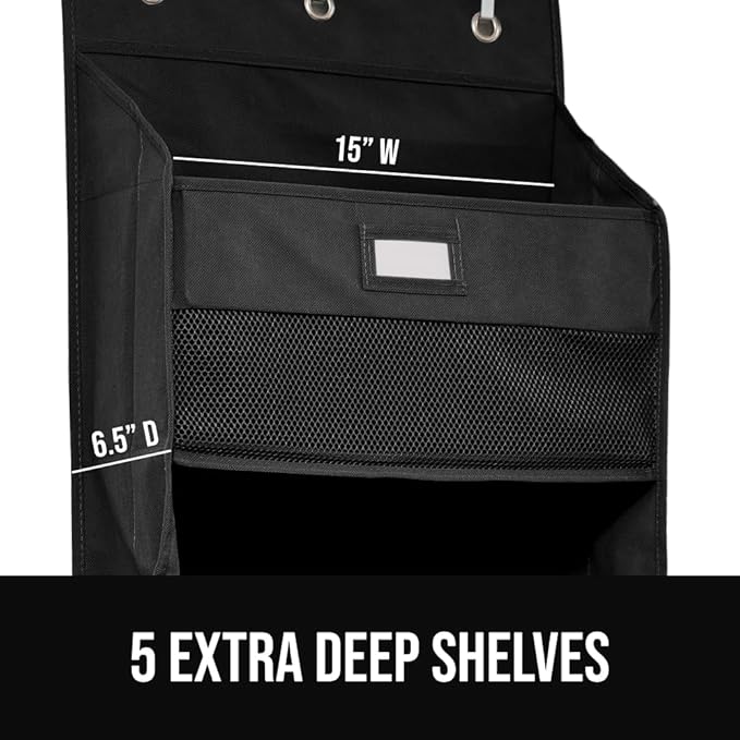GORILLA GRIP Over The Door Organizer Storage, 5 Deep Hanging Shelves, Holds
