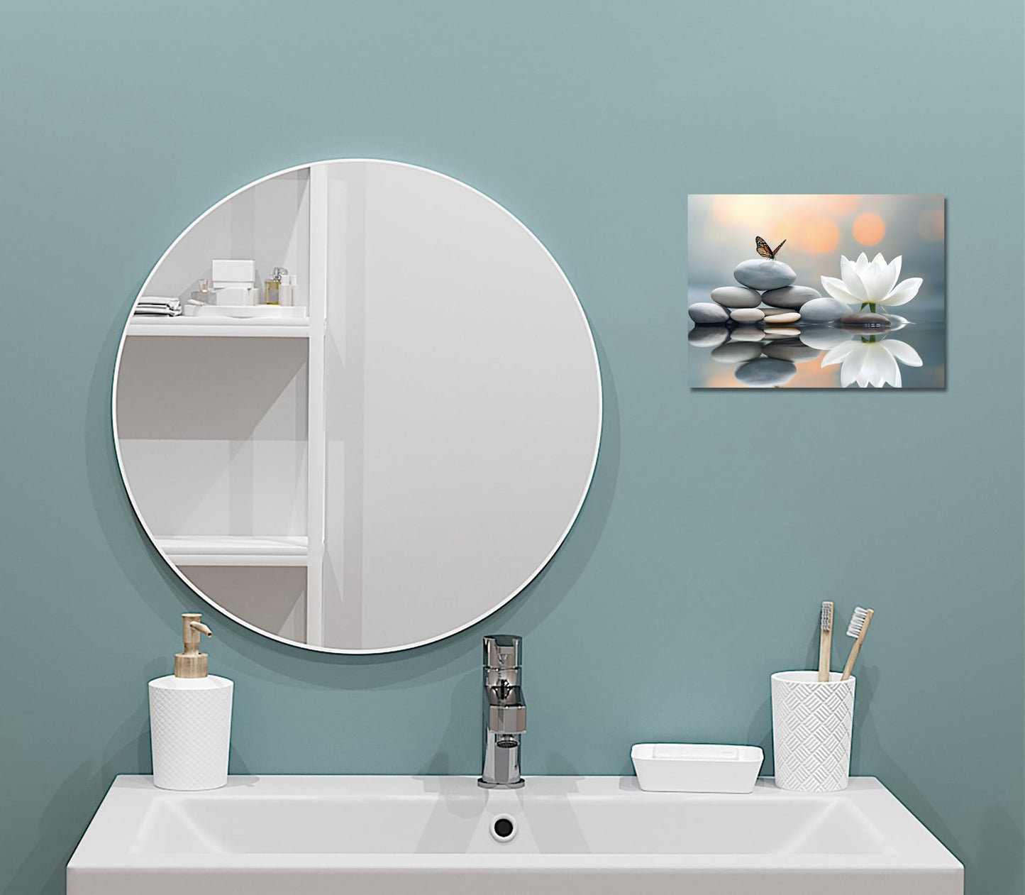 LAIART Lotus Zen Canvas Print Wall Art Modern Artwork Wall Decor