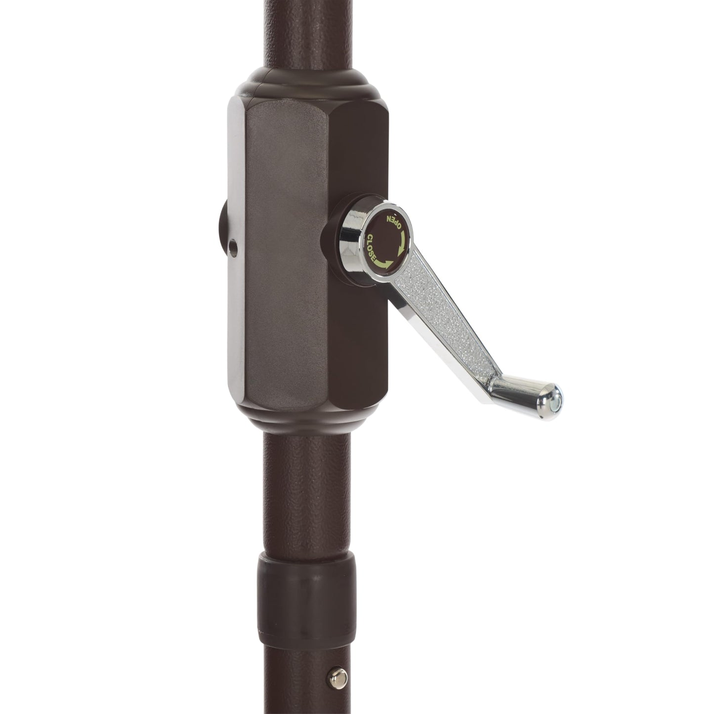 SAFAVIEH Outdoor Patio Furniture Collection – Lucerna 9 Ft Crank Patio Umbrella, Black Stripe & Brown Pole, Market Umbrella with Crank Lift (PAT8015A)