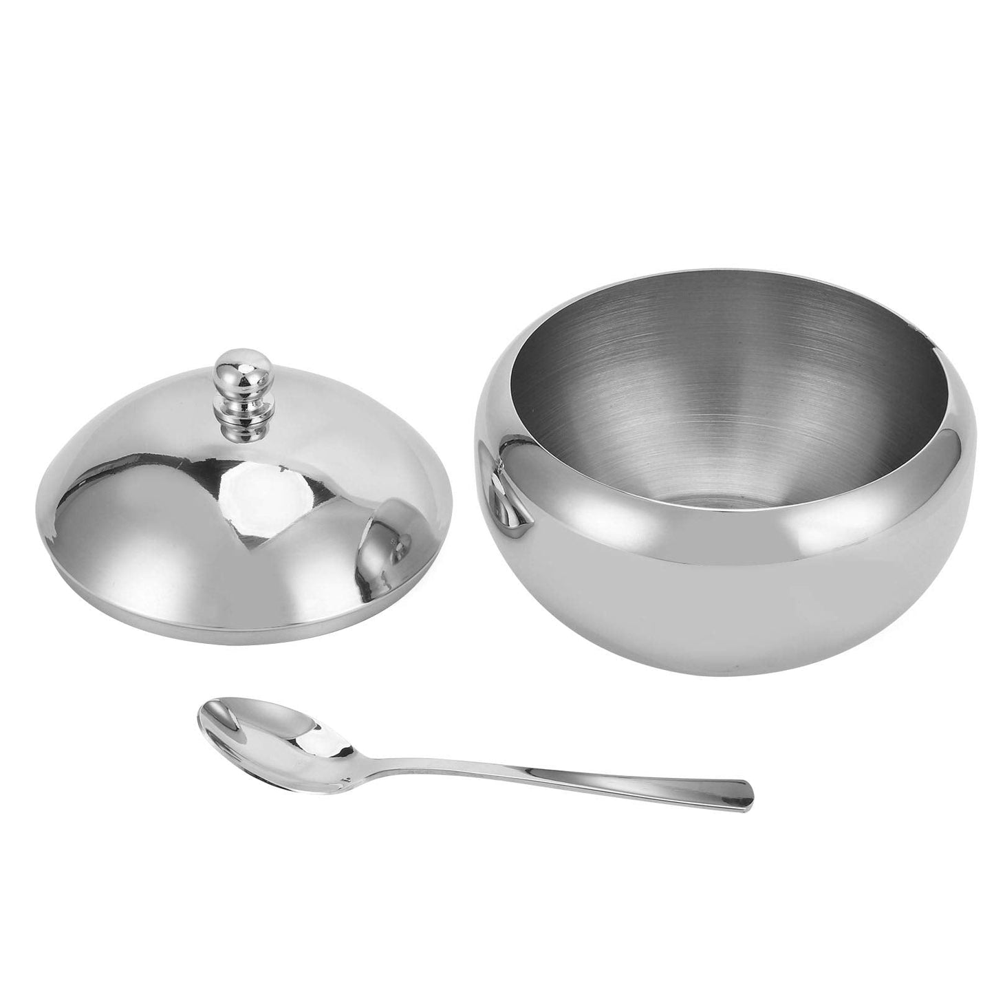 Seasoning Bowl,Stainless Steel Sugar Bowl With Lid and Spoon, Kitchen Storage Bottle Condiment Pots Ideal for Store Sugar, Salt, ,Spices(740ml,25.02OZ)