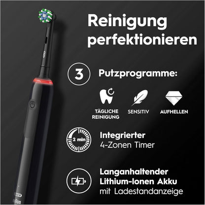 Oral-B Pro 3 3000, Electric Toothbrush, 1 Brush, Remove up to 100% Dental Plaque, Black
