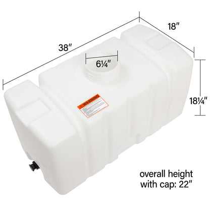 Elkhart Plastics 50 Gallon Water Storage Tank and Sprayer Tank, Square Plastic Reservoir for Water and Non-Flammable Liquids, 38.00" L x 18.85" W x 22.55" (107049A03)