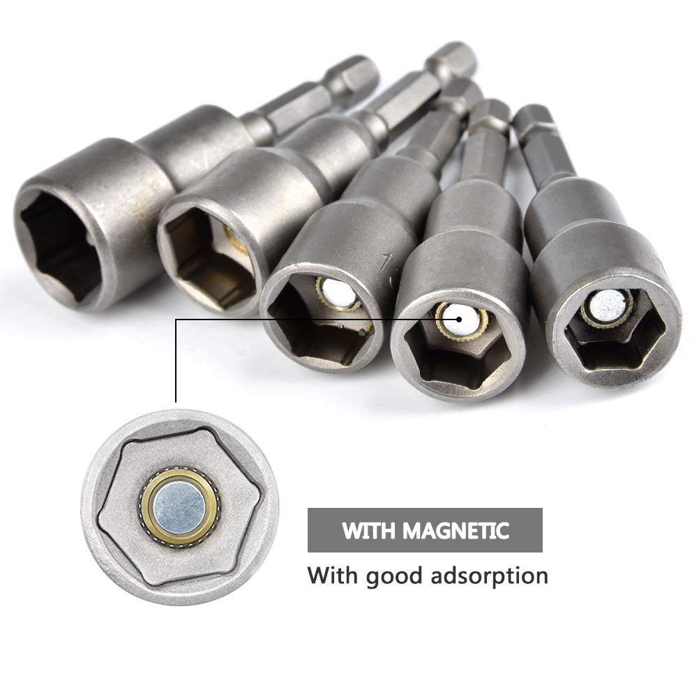 6-19mm Magnetic Nut Setter Driver Drill Bit Set 1/4 inch Hex Shank Quick Change Metric Nut Driver Set - 10pcs