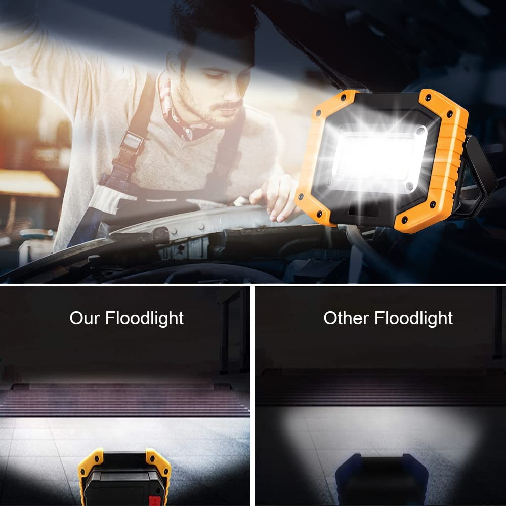 Edasion 30W LED Work Light Rechargeable COB Floodlight Super Bright 2000LM Portable Light Outdoor USB Battery Security Light Waterproof for Camping Fishing Hiking Car Garage, 2 Packs