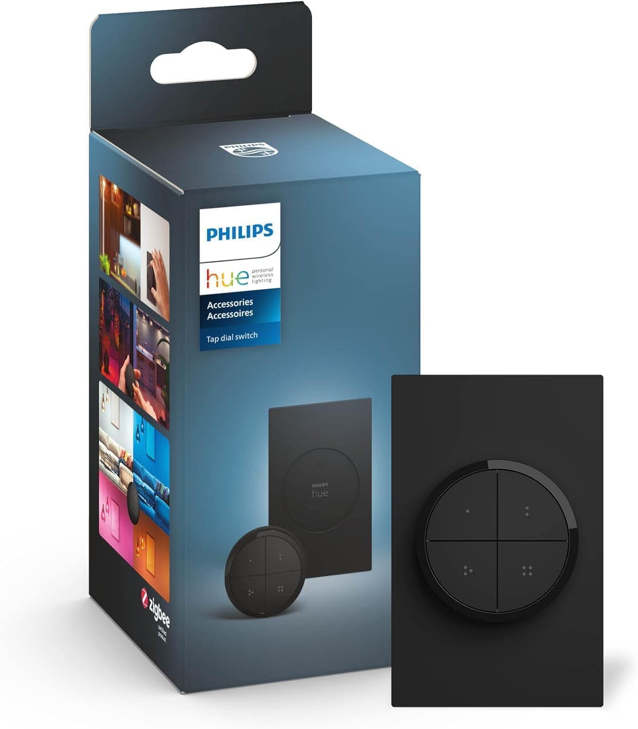 Philips Hue Wall Tap Dial Light Switch, Portable, White - 1 Pack - Requires Hue Lights and Hue Bridge - Smart Home - Easy, No-Wire Installation