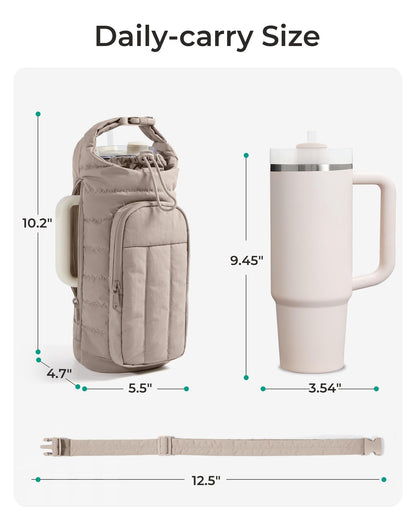 BAGSMART Water Bottle Holder Bag with Strap, 40/32 oz Crossbody Bag Gym Accessories, Sling Purses for Women, Brown