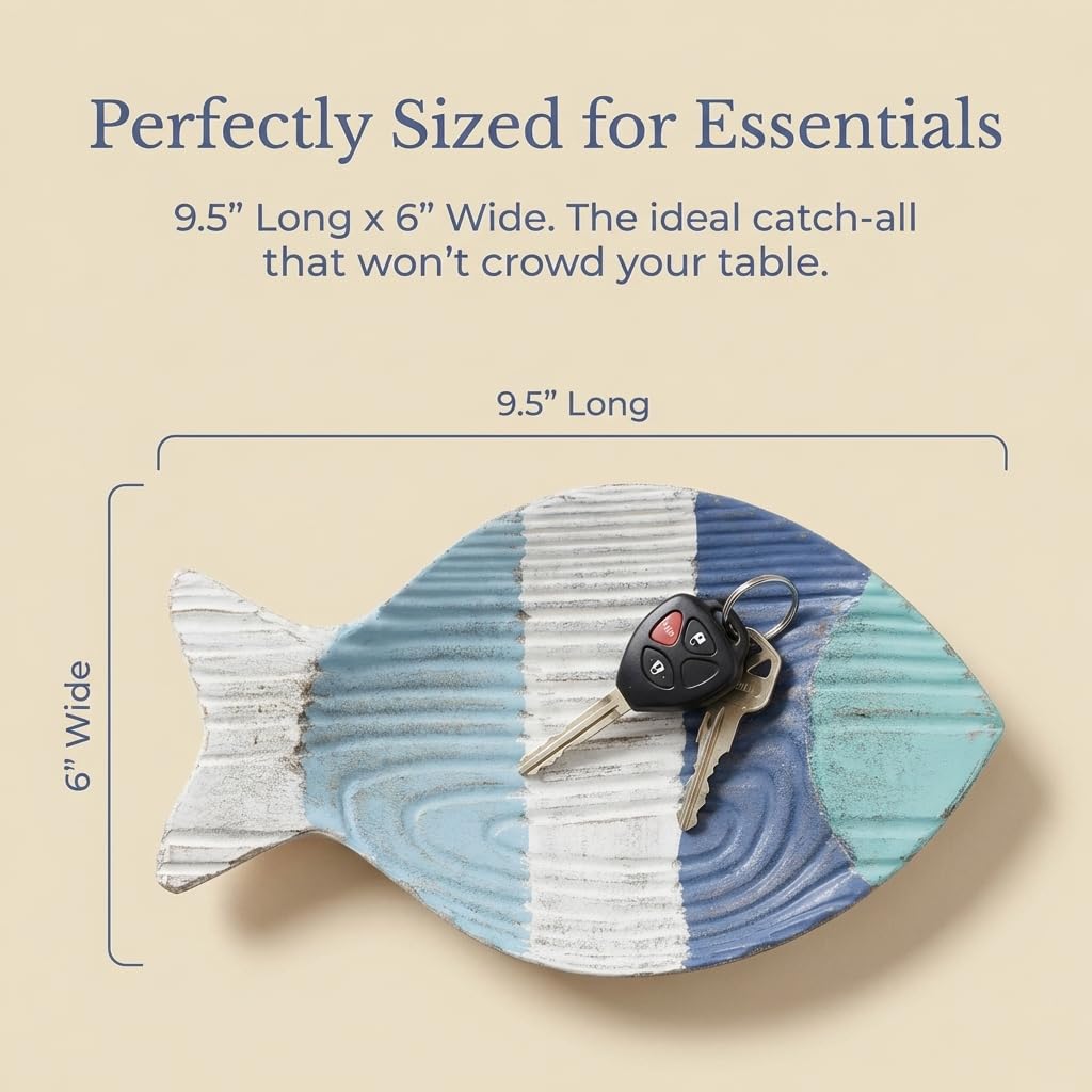 The Bridge Collection 9.5" Weathered Wood Striped Fish Tray