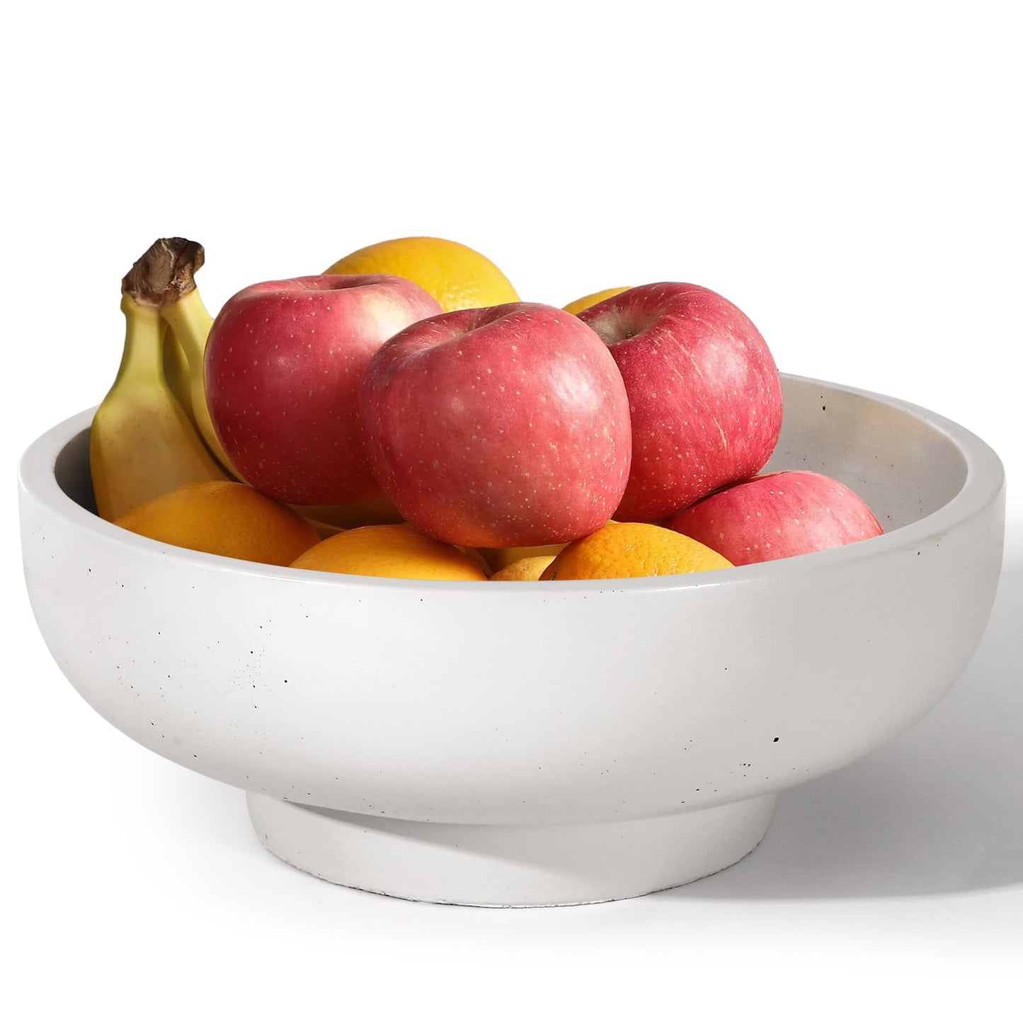 saiguomi Concrete Fruit Bowl for Kitchen & Entryway - 10.65" Large Modern Decorative Centerpiece Bowl with Non-Slip Pads, Handcrafted Solid Cement Bowl for Keys, Fruits, and Candy (LightGray)