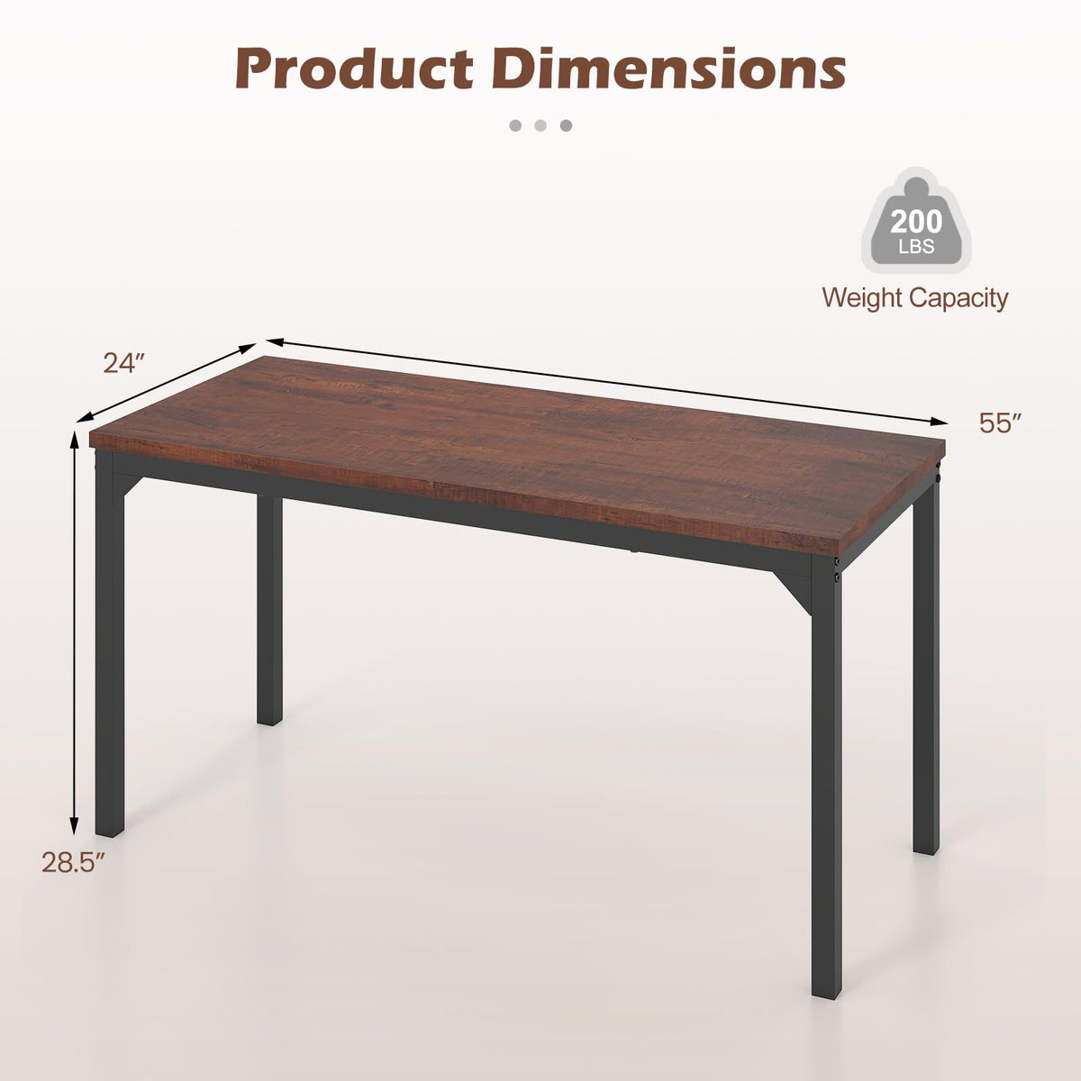 Giantex Conference Table, 9.2 ft x 4 ft Large Meeting Table, Rectangular Computer Desk with Strong Metal Frame for 10-12 People, Modern Seminar Table for Office Conference, Brown (4)