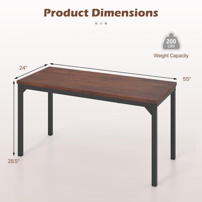 Giantex Conference Table, 9.2 ft x 4 ft Large Meeting Table, Rectangular Computer Desk with Strong Metal Frame for 10-12 People, Modern Seminar Table for Office Conference, Brown (4)