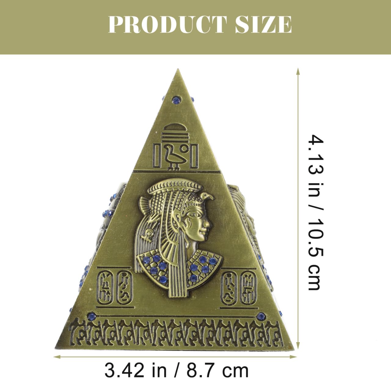 DECHOUS Egyptian Decor Pyramid Statue - Small Metal Ancient Egypt Meditation Pyramid Ornament Gifts for Souvenirs Home Office Building Model, 8.7 Inch