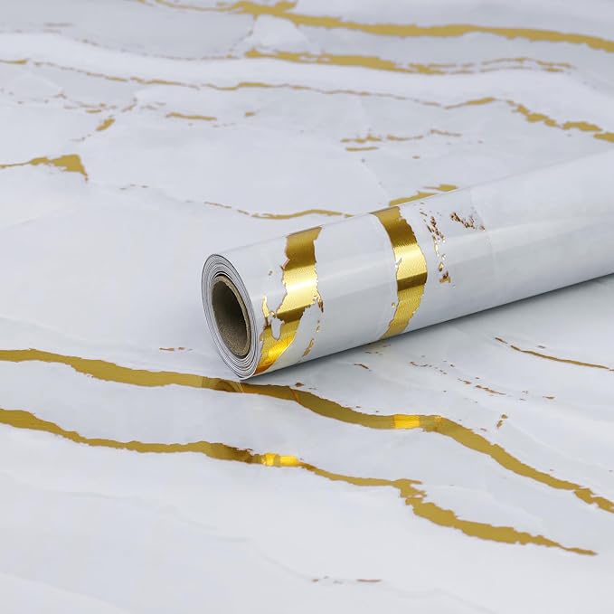White Gold Marble Contact Paper