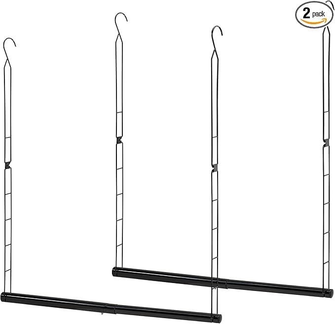 STORAGE MANIAC Hanging Closet Rod, Adjustable Width and Height Closet Hanging