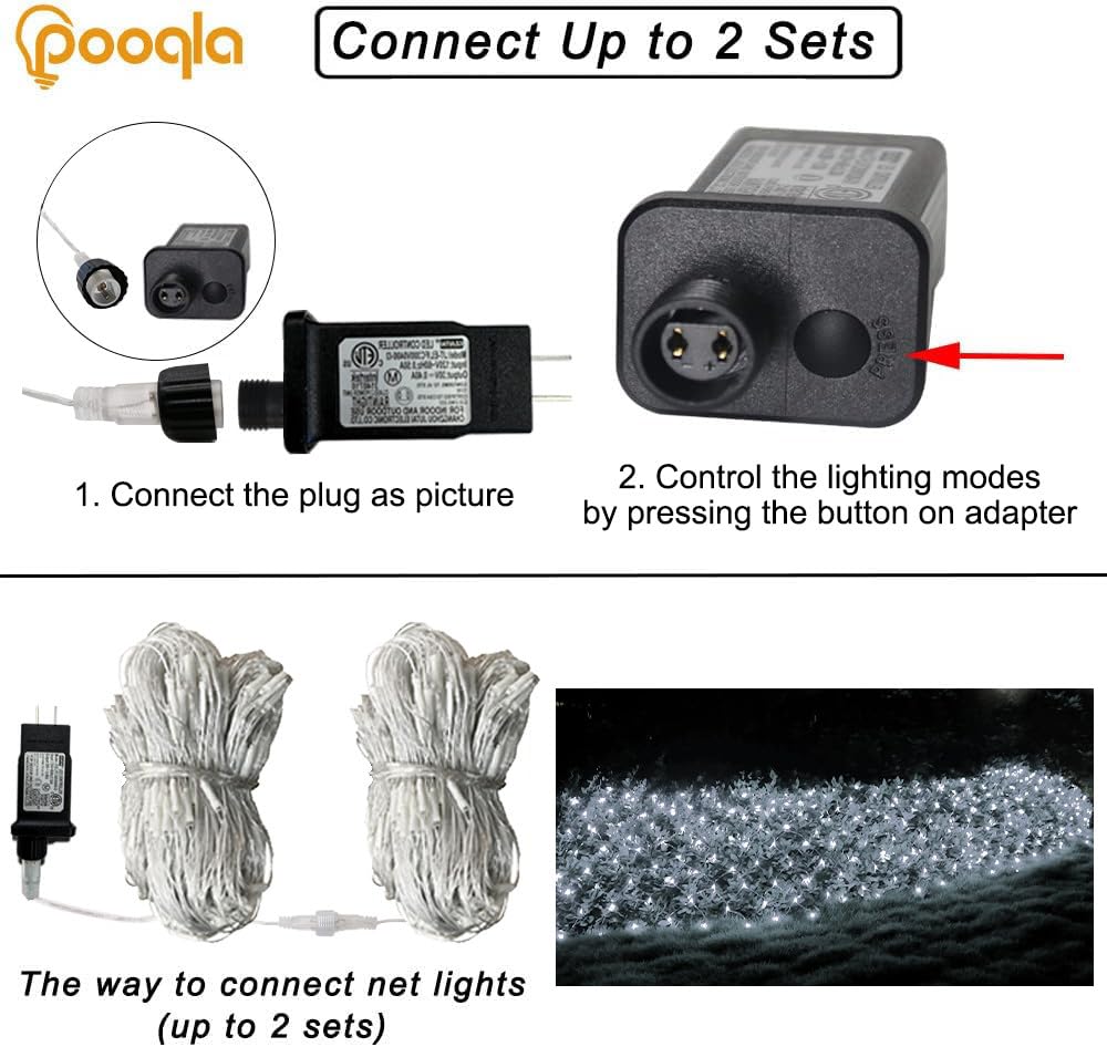Cool White Net Lights, 360 LED Outdoor Christmas Net Mesh Lights for Bushes 21x5 ft, 8 Modes Waterproof Twinkle String Lights Connectable for Christmas Hedge Yard Garden Party Decor