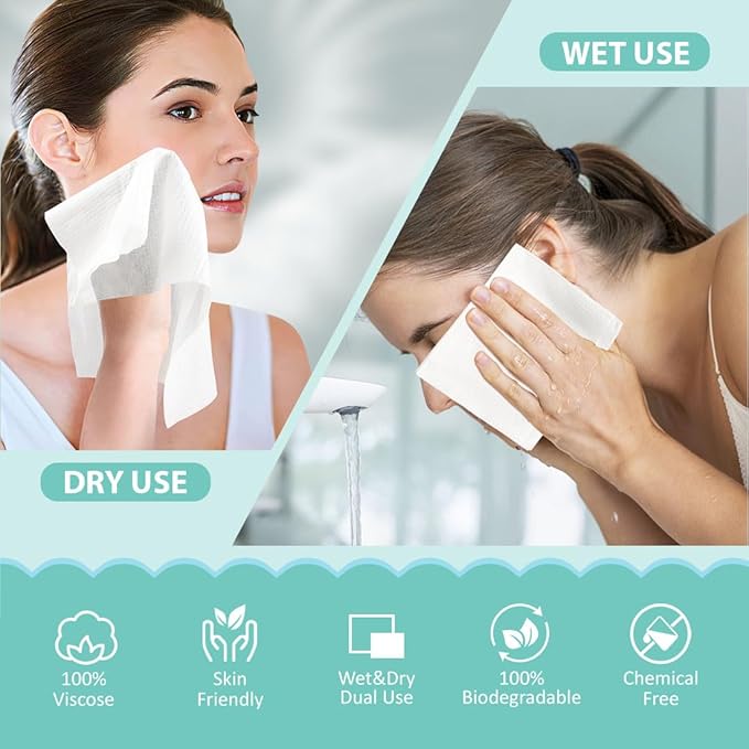 HOMEXCEL Face Towels, Disposable Face Towelette, Biodegradable Makeup Remover