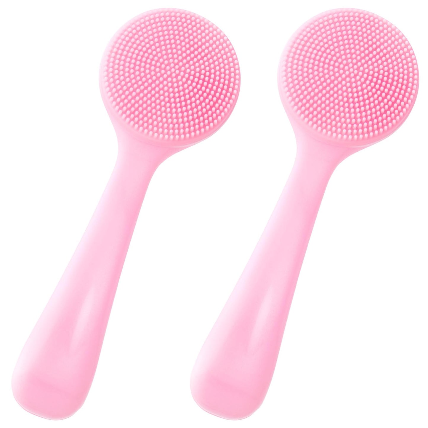 2 Pack Silicone Manual Facial Cleansing Brush, Skin Friendly Waterproof Face Cleaning Scrubber Exfoliator Cleanser for Blackheads Whiteheads Makeup Residues Removal- Blue & Pink