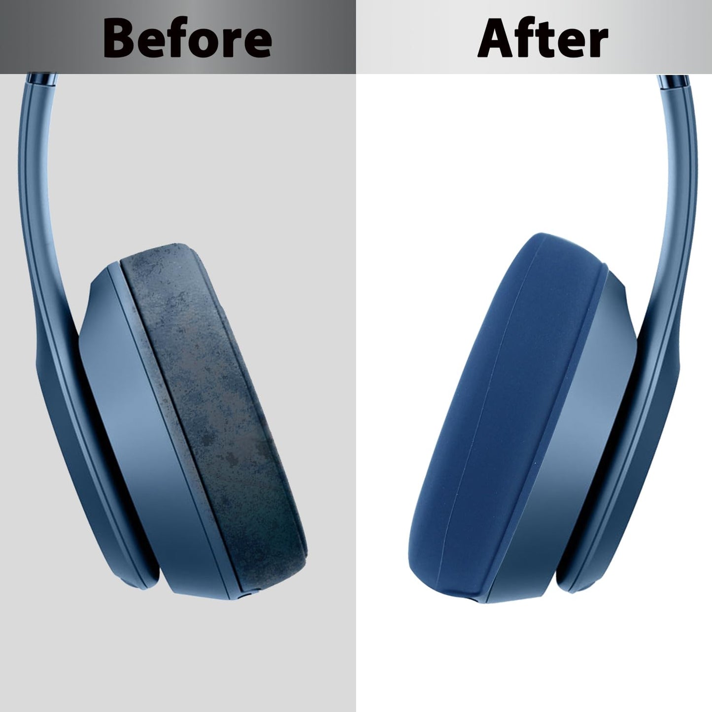 Adhiper Silicone Ear Pads Cover for Beats Solo 4, Washable Sweat Earpad Covers Silicone Case for Beats Solo4 & Solo3 Wireless On-Ear Headphones Accessories Protective Pads Cover (Blue)