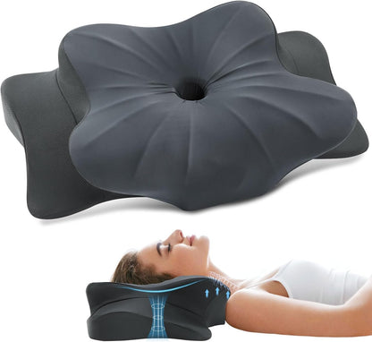 Cervical Pillow for Neck and Shoulder, Ergonomic Contour Memory Foam Pillows for Sleeping, Cooling Neck Support Pillow for Back Stomach Side Sleeper Dark Grey