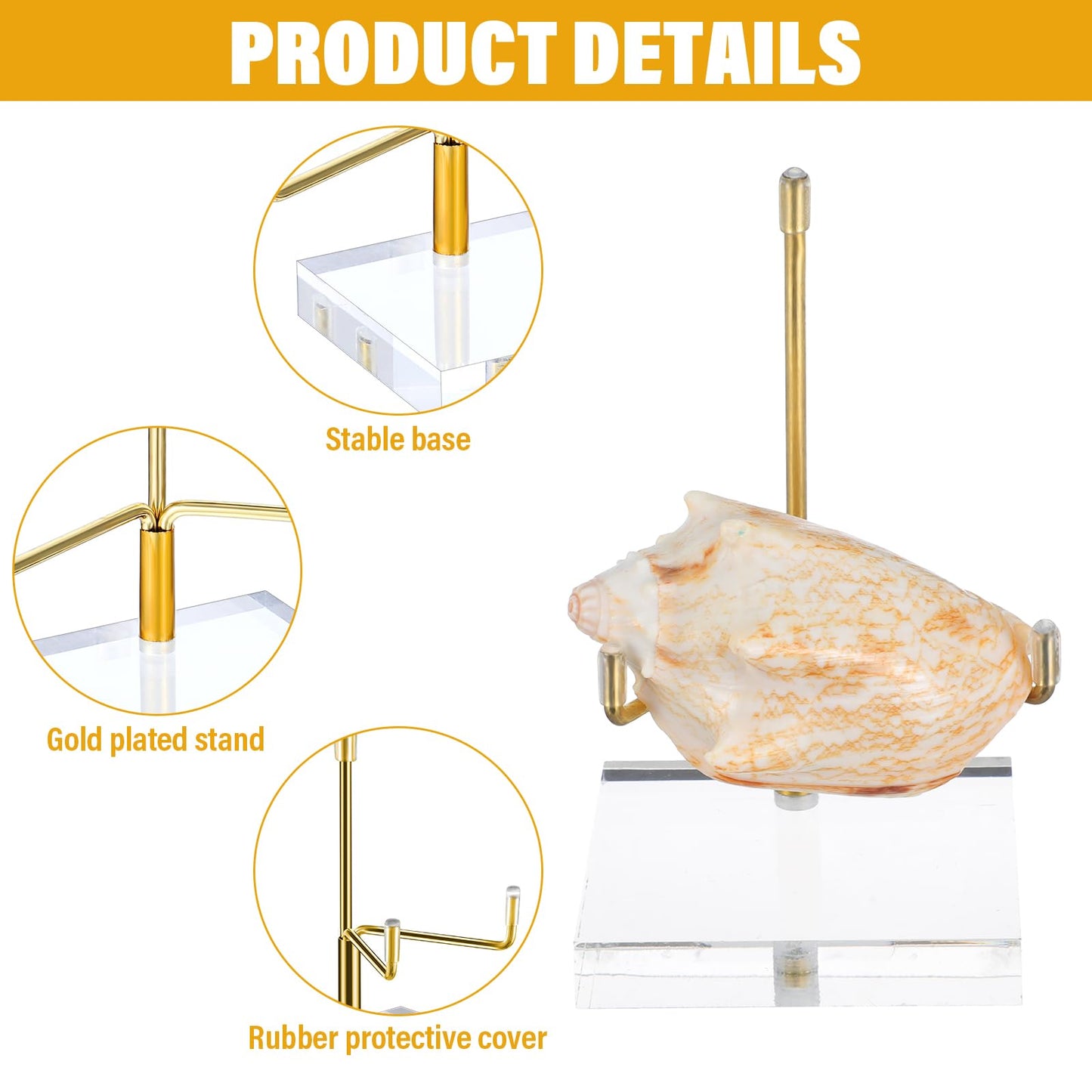 MAQUITA 6 Pcs Acrylic Easel Display Stand, Crystal Acrylic Easel Geode Stand with Adjustable Metal Arms, Rock Display Crystal for Gemstones Fossils Minerals (2.4 × 2.4 × 3.82 Inch)