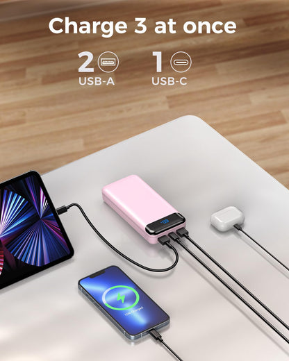 Portable Charger Power Bank 40000mAh Powerbank PD 30W and QC 4.0 Fast Charging External Battery Pack with USB-C LED 3 Outputs & 2 Inputs Portable Charging for iPhone 15 14 13 pro, Samsung