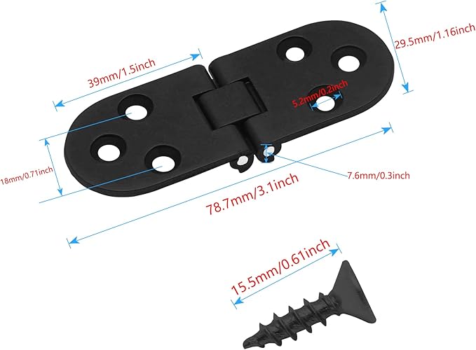 Piutouyar 4PCS Butler Tray Heavy Duty Folding Flip Top Hinge 180 Degree Round