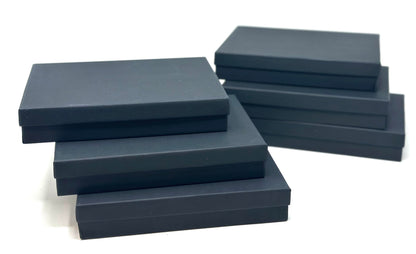 RJ Displays 6 Pack Cotton Filled Matte Black Color Paper Cardboard Large Jewelry Set, Bracelets, Watches, Crystals Gift Packaging Boxes and Retail Display Size 8 1/8" x 5 5/8" x 1 3/8" Inch (Matte Black)