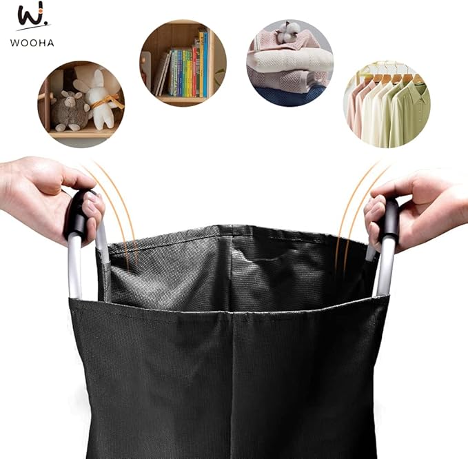 WOOHA 125L Large laundry basket, Collapsible laundry hamper, Tall Clothes