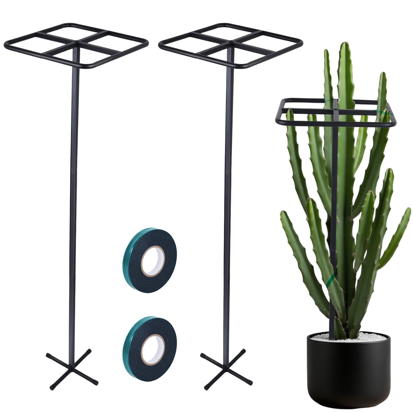 2 Pcs Dragon Fruit Trellis, Dragon Fruit Plant Trellis, 47.5 Inch Metal Garden Plant Climbing Support with Wide Stretch Ties for Outdoor Vertical Gardens Vining Plants