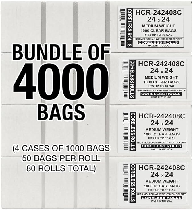 Aluf Plastics High Density Trash Bags, 10 Gallon, 8 Micron,