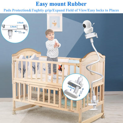 Derebir Baby Camera Monitor Mount Holder Compatible with Babysense ‎V43_2CAM and MaxView 2CAM Camera Baby Flexible Baby Monitor Mount Stand (33.7 inch)