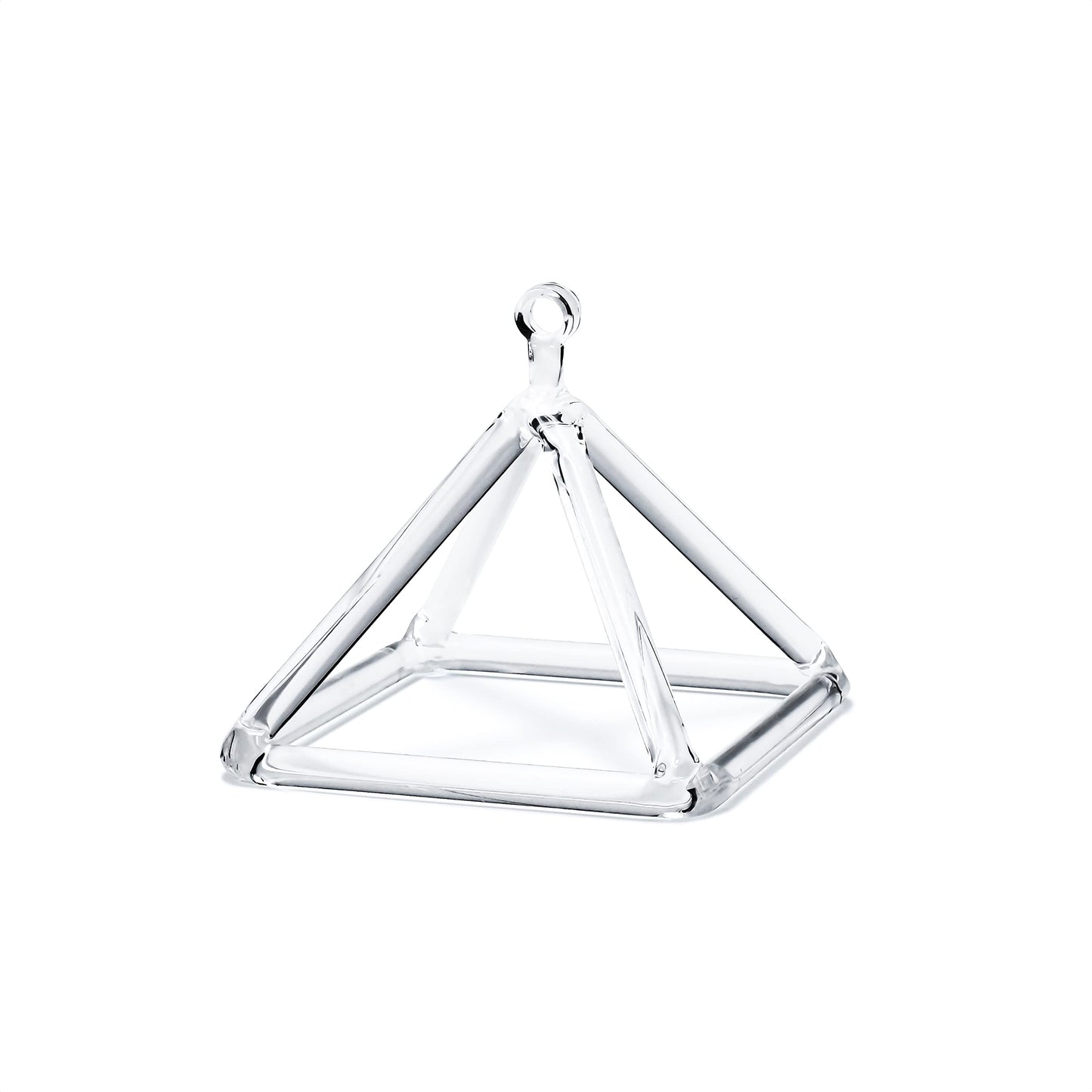Joysense Clear Quartz Crystal Singing Pyramid 4 inch With Crystal Singing Bowl Striker