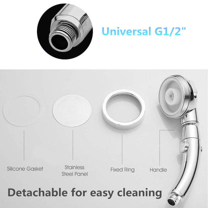 GENMAIGOU Modern 3-Setting Detachable Shower Head with 59-Inch Hose, High Pressure Water Saving, 360 Rotating Adjustable Handheld Shower Head with ON/OFF Switch and 3 Spray Modes, Chrome Finish