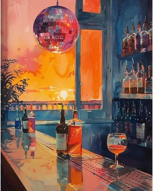 GemZono Diamond Art Kits for Adults,Vintage Cocktail Adult Diamond Painting Kits,DIY Round Full Drill Dimond Art Paintings for Adult,Diamond Painting Kits for Home Wall Decor 12x16inch