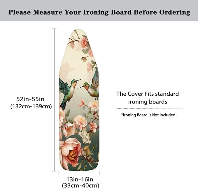 ZDCUSTOM Hummingbird Flower Ironing Board Cover Tabletop Ironing Board Cover