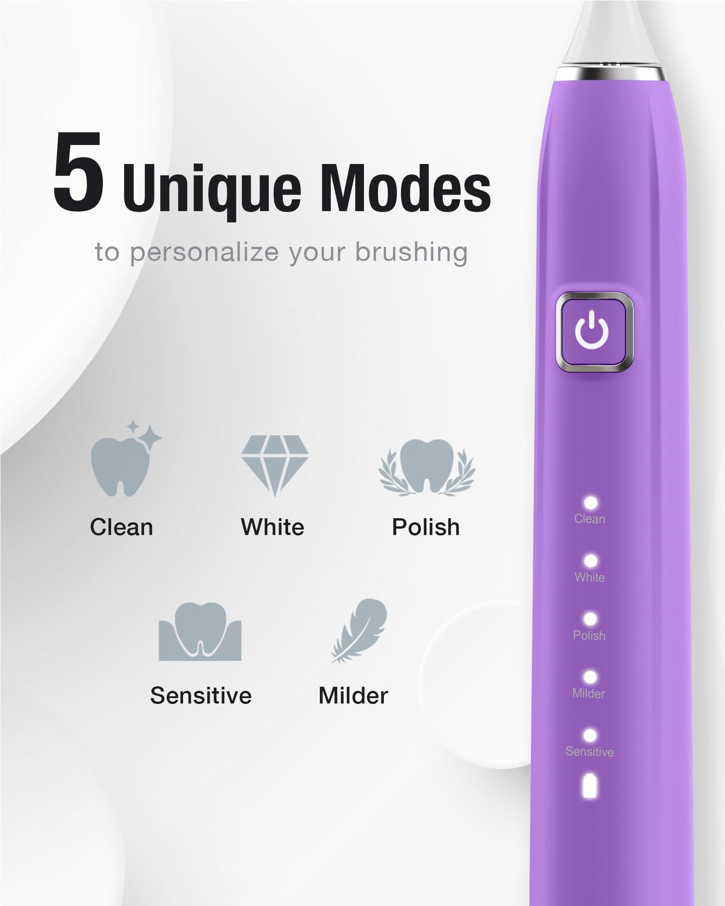 7AM2M Sonic Electric Toothbrush with 6 Brush Heads for Adults&Kids, One Charge for 120 Days, Wireless Fast Charge, 5 Modes, 40000VPM Powered Toothbrush, 2 Minutes Built in Smart Timer (Black)