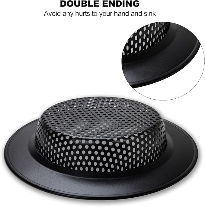 Black Kitchen Sink Drain Strainer, Sink Drain Cover, Food Catcher, Large Wide