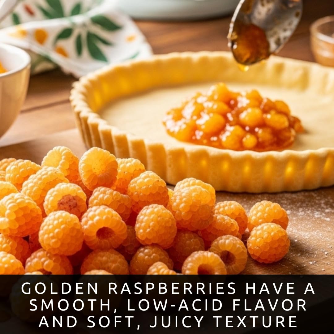 3 Golden Raspberry Plants – Live Fruit Bush (Rubus idaeus) – Sweet Yellow Heirloom Raspberries – High Yield Berry Plant for Outdoor Gardens - Easy to Grow Delicious Fruit