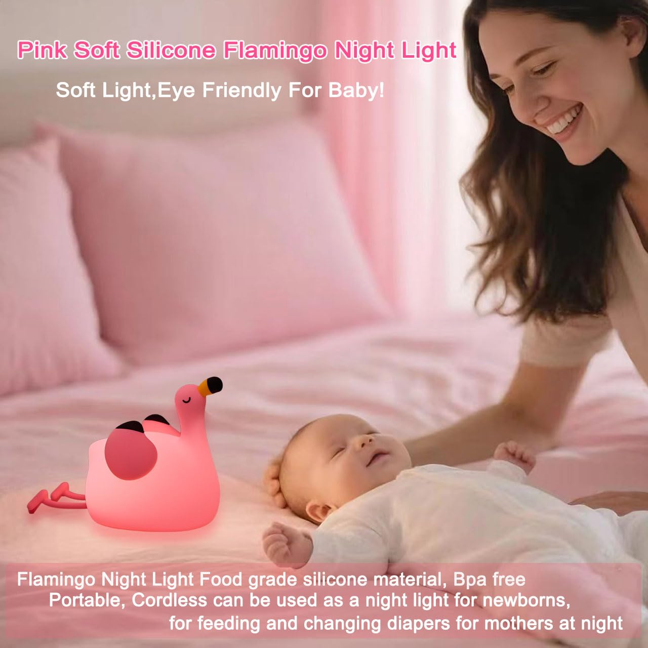 DREAMING MY DREAM Flamingo Night Light,Dimmable Silicone Animal Nursery Night Light,Pink Flamingo Lamp Decor for Kids Room Bedroom,Birthday Christmas Unique Gift for Kids boy Girls