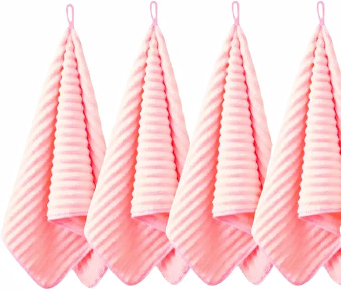 4PCS Pink Microfiber Hand Towels