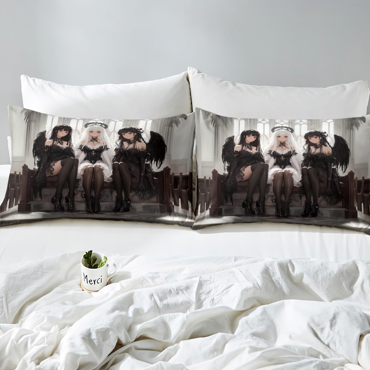 Erosebridal Japanese Anime Twin Size Fitted Sheet Top, Anime Girl Sheet Set Kawaii Japanese Style Bed Sheets Cartoon Japan Animation Bedding Set for Boys Youth Teens Adult Women Bedroom Decor