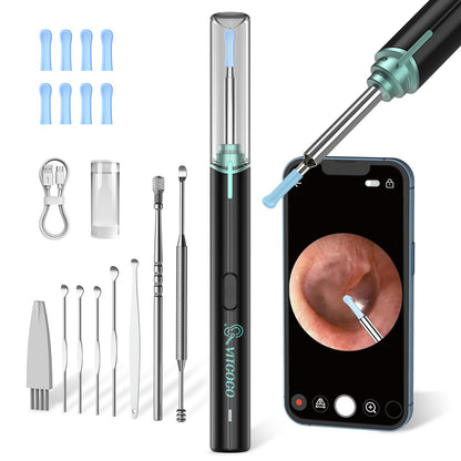 VITCOCO Ear Wax Removal Kit Ear Camera 1920P FHD Wireless Ear Cleaner Ear Wax Remover with 8 PCS Ear Spoon, 3.9mm Waterproof Ear Wax Removal Kit for iPhone, Ipad & Android Smart Phones, Black