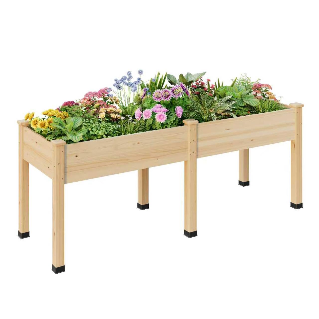 ZIENLIFE Wood Raised Garden Bed, 72x24x30in Elevated Wooden Planter Box with Legs Standing Growing Bed for Backyard, Patio, Balcony with Bed Liner, 200 Pound Capacity