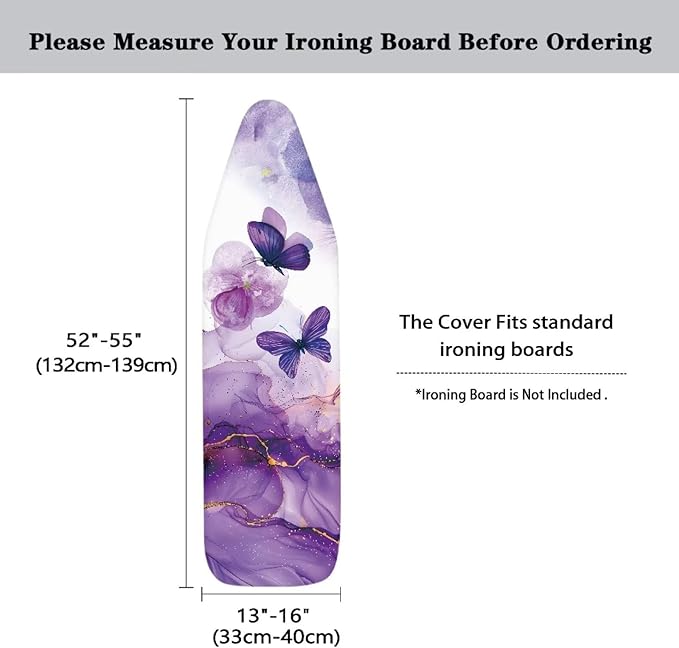 Sprowallow Purple Butterfly Flower Ironing Board Covers 15 x 54 inch Drawstring