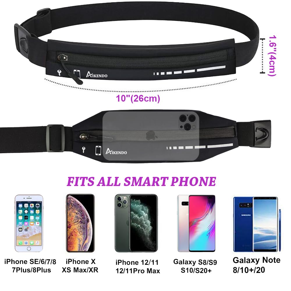 Slim Running Belt for Women Men,Runners Fanny Pack Phone Holder,Running Pouch Waist bag for Workout Jogging,Money Belt Running Gear Accessories
