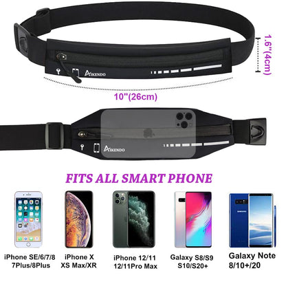 Slim Running Belt for Women Men,Runners Fanny Pack Phone Holder,Running Pouch Waist bag for Workout Jogging,Money Belt Running Gear Accessories