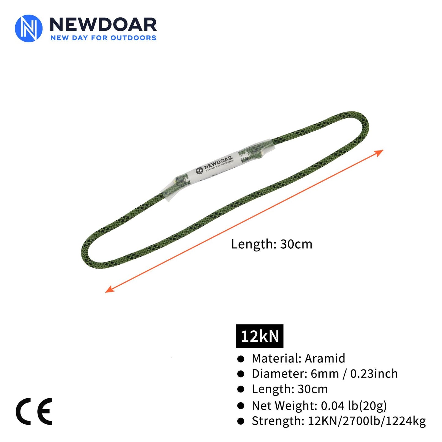 NewDoar 6mm (1/4") Prusik Cord Pre-Sewn 12KN/2700lb Aramid Auto Block Cord High Strength Prusik Arborist Rope for Outdoor Climbing Arborist Rescue Mountaineering-30cm/12''/3pcs