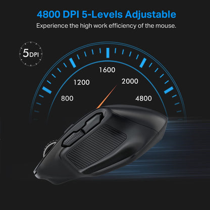 E-YOOSO Large Wireless Mouse for Big Hands, X-31 Cordless Ergo Computer Mouse, 6 Buttons, 5-Level 4800 DPI, 18 Months Battery Life, for Laptop, PC, Chromebook (Black)
