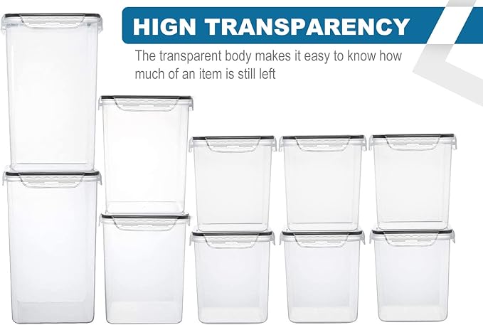 VERONES Large Tall Airtight Food Storage Containers, 10 PACK Plastic Airtight